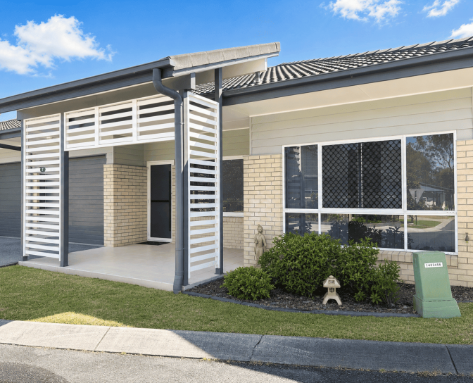The exterior shot of Stretton Gardens Retirement Estate home.